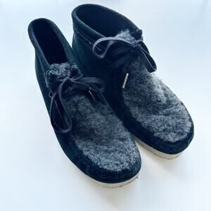 Clarks Originals Wallabee Boots Womens 9 Black Suede Wool